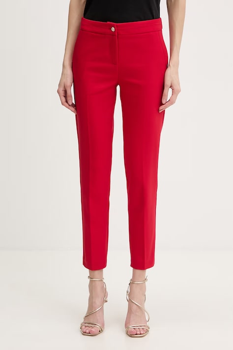 Morgan spodnie damskie z bawełną czerwone regular waist PLIME.F