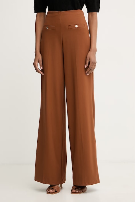Morgan spodnie damskie z wiskozą brązowe high waist PCLIO.F