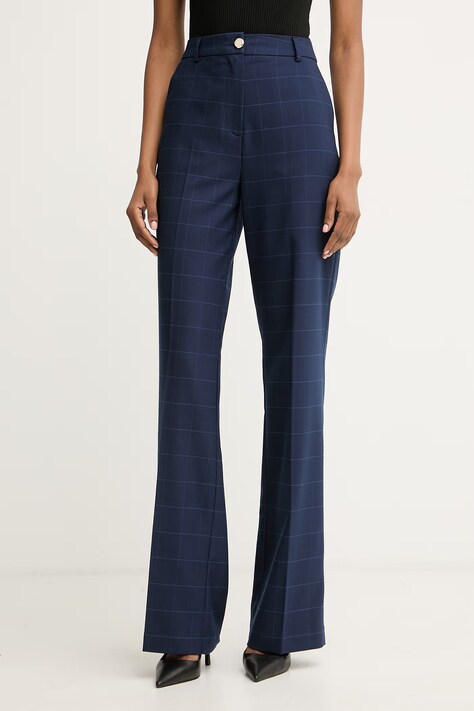 Morgan spodnie damskie z wiskozą granatowe high waist PNATY.F