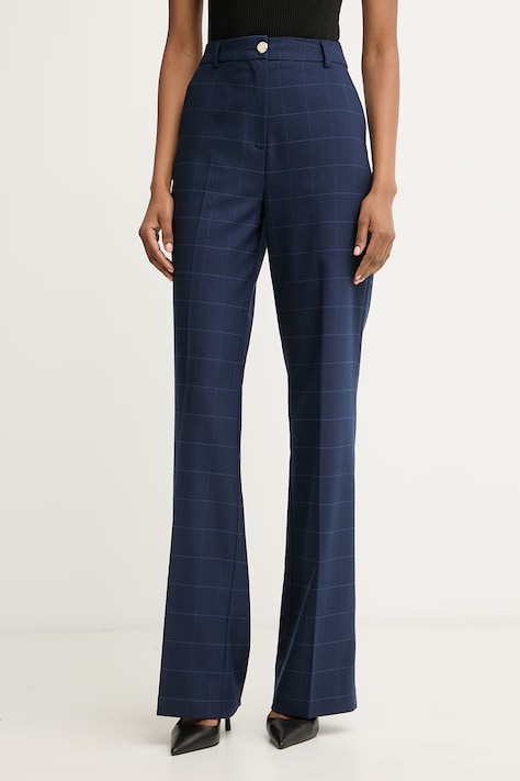 Morgan spodnie damskie z wiskozą granatowe high waist PNATY.F