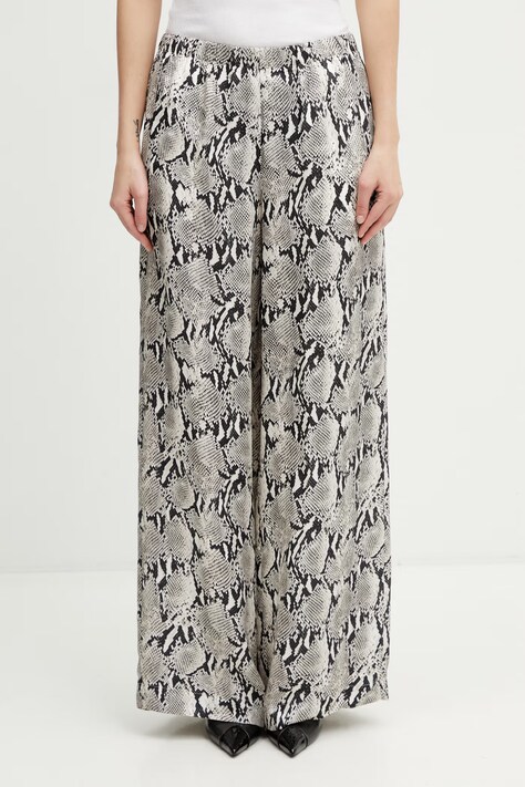 Anine Bing Roslyn spodnie z cupro damskie beżowe high waist A.03.11792