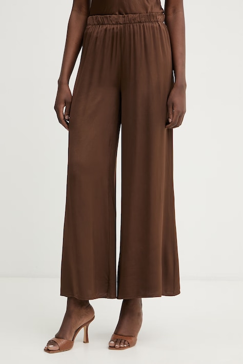 Haveone spodnie palazzo damskie z wiskozy brązowe high waist PWG-Q011