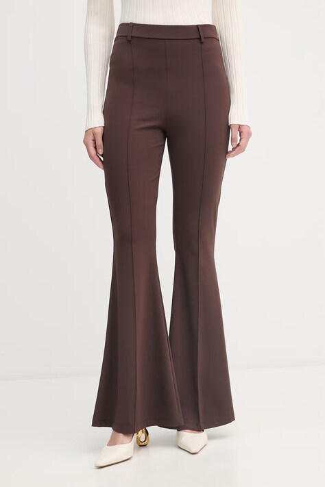 Haveone spodnie damskie z wiskozą brązowe high waist PMI-Q013