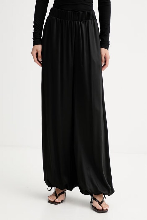 La Mania spodnie damskie z wiskozy NOX czarne high waist NOX