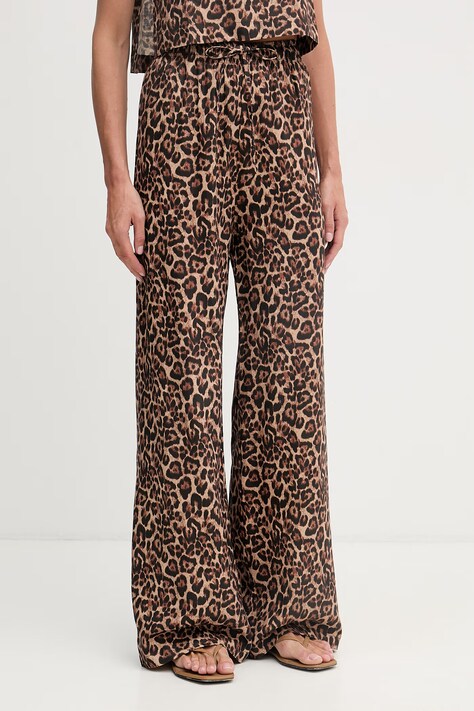 Paramidonna spodnie damskie lniane brązowe high waist SS26LPLEO-1