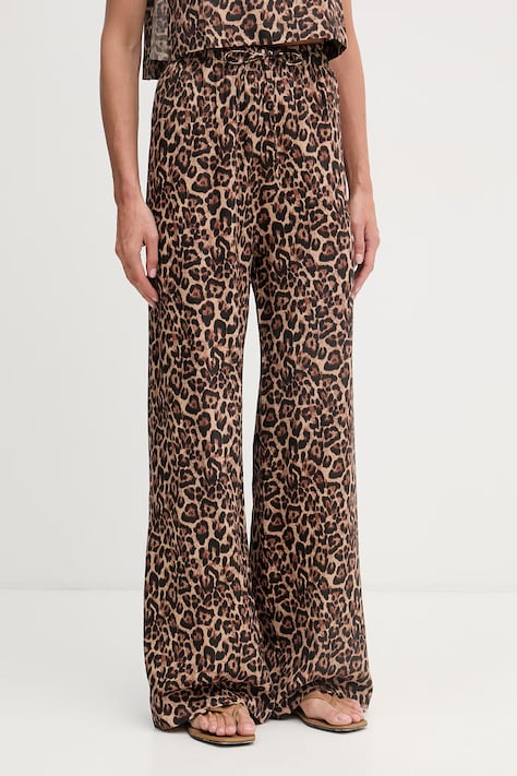 Paramidonna spodnie damskie lniane brązowe high waist SS26LPLEO-1