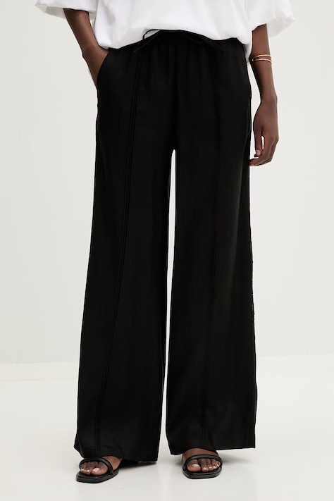 Isabelle Blanche spodnie damskie z dodatkiem lnu czarne high waist IS26SS-P024-T004