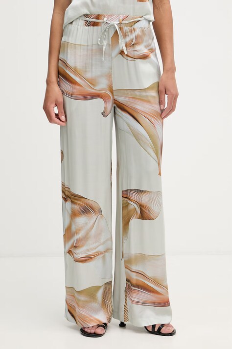 Isabelle Blanche spodnie damskie z wiskozy zielone high waist