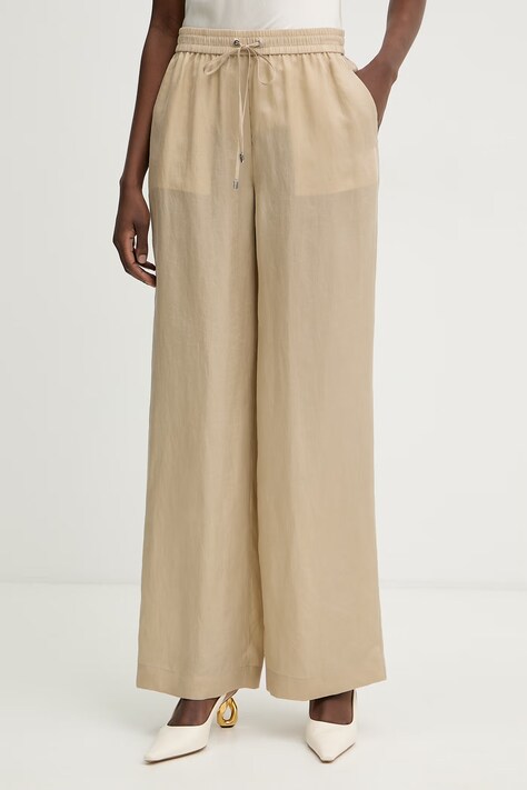BOSS spodnie palazzo damskie z lyocellem Tavati2 102772 beżowe 50556231
