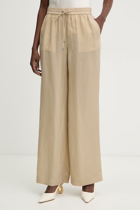 BOSS spodnie palazzo damskie z lyocellem Tavati2 102772 beżowe 50556231