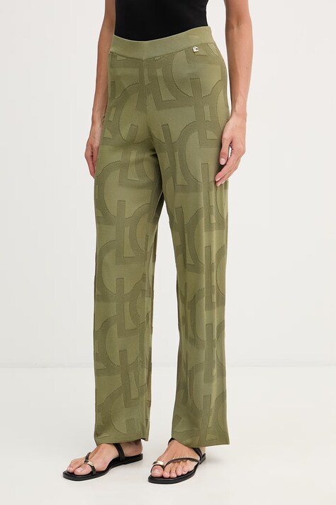 Lola Casademunt spodnie dresowe damskie z wiskozą zielone high waist LS2614051