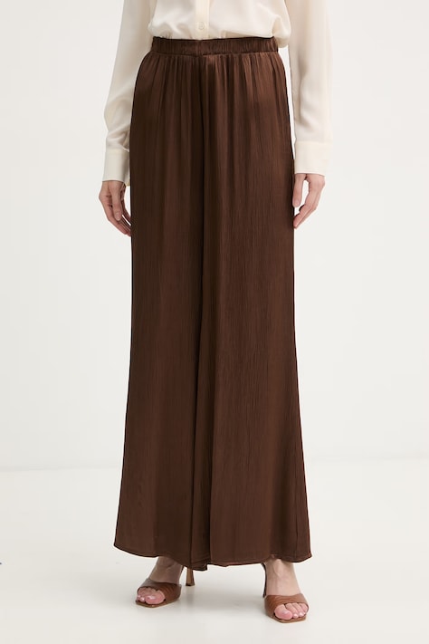 Haveone plisované kalhoty dámské z viskózy hnědé regular waist PWG-Q008