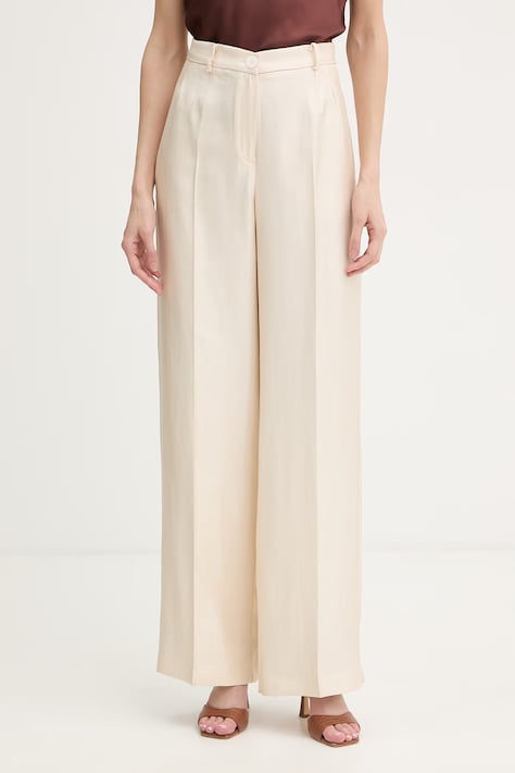 Haveone spodnie palazzo damskie z wiskozy beżowe high waist PGE-Q100