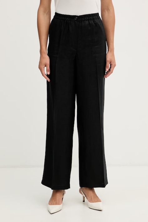 Sisley Штани жіночі лляні чорні high waist 4TTSLF08P