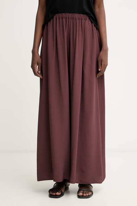 Sisley spodnie culottes damskie z wiskozy bordowe high waist 41PRLF08Y