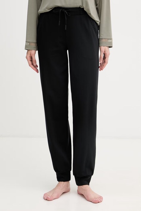 Chantelle spodnie dresowe damskie z bawełną Romance czarne high waist C10YE0