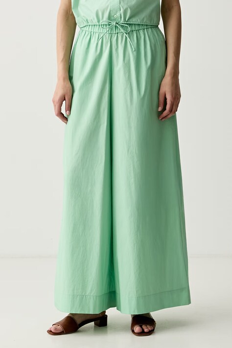 United Colors of Benetton nohavice palazzo dámske bavlnené zelené high waist 4MBJDF0C1