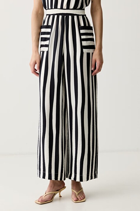 United Colors of Benetton spodnie straight damskie z wiskozą czarne high waist 4ZJBDF0BV