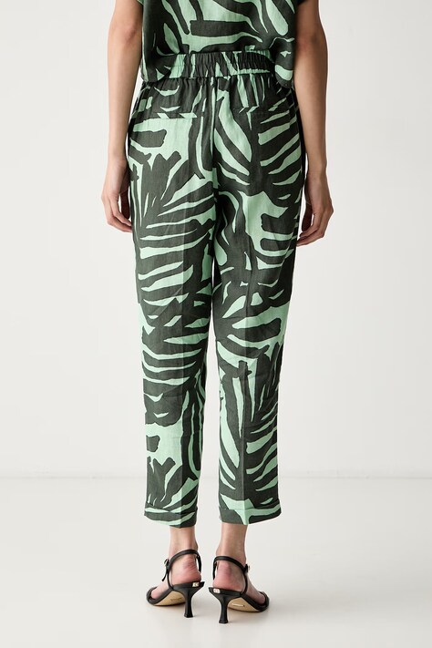 United Colors of Benetton штани жіночі лляні — SS26-SPD150, зелений — фото 3