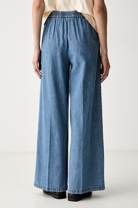 United Colors of Benetton штани wide leg жіночі — SS26-SPD153, блакитний — фото 3