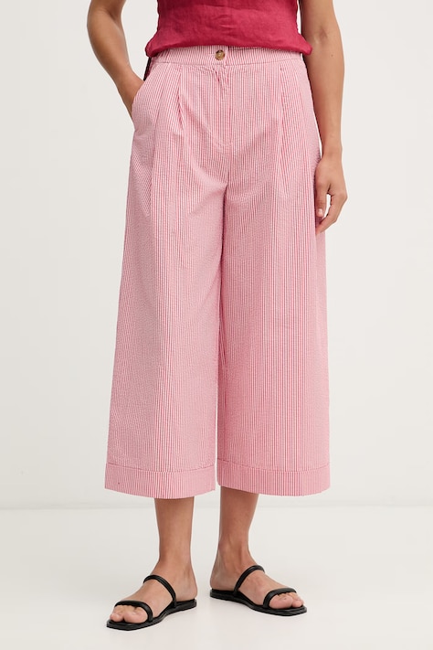 United Colors of Benetton kalhoty dámské s bavlnou růžové high waist 4WAQDF0C4