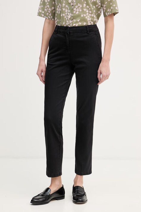 United Colors of Benetton spodnie chinos damskie bawełniane z elastanem czarne 4Y77DF0AW