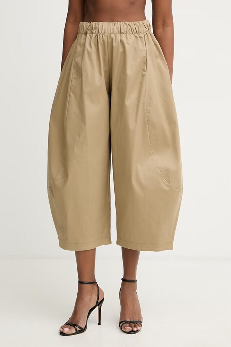 Haveone spodnie damskie z lyocellem beżowe high waist