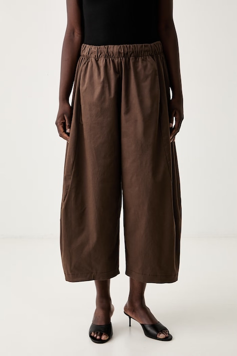 Haveone kalhoty dámské s lyocellem hnědé high waist PSO-Q056