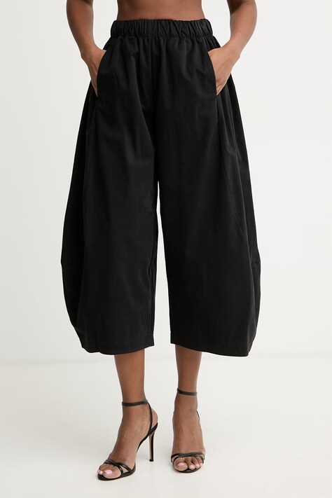 Haveone spodnie damskie z lyocellem czarne high waist PSO-Q056