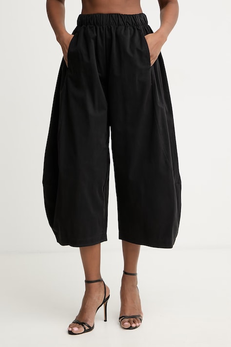 Haveone spodnie damskie z lyocellem czarne high waist PSO-Q056