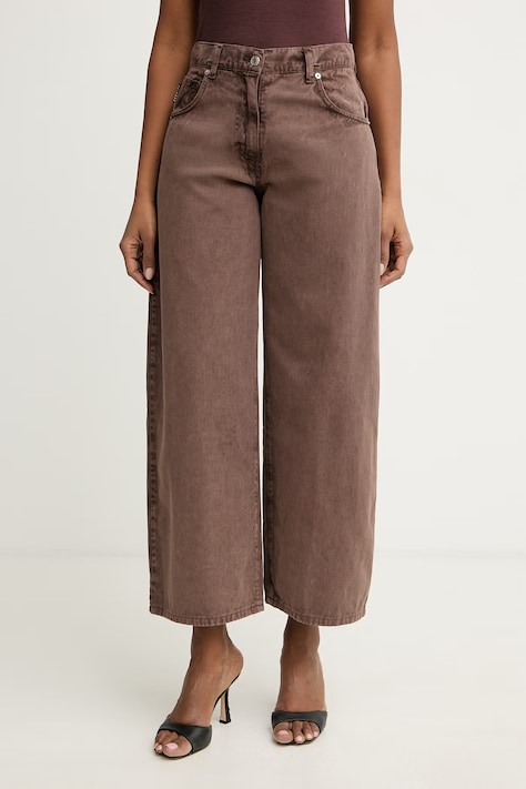 Haveone jeansy relaxed fit damskie brązowe PLS-Q030