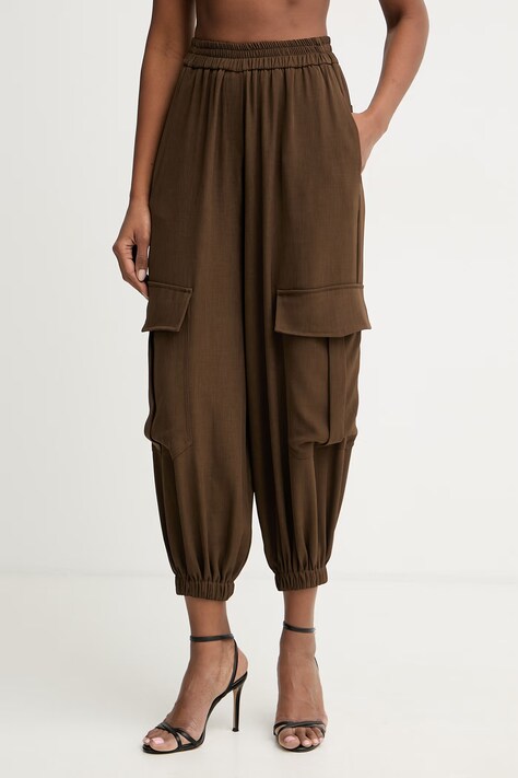 Haveone spodnie damskie brązowe high waist PSO-Q060