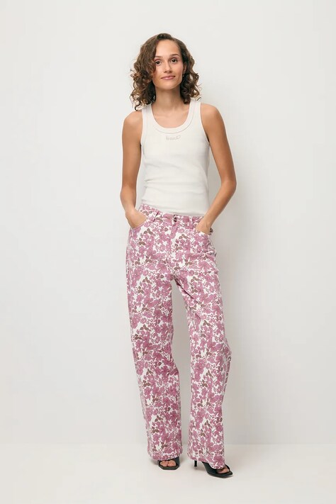 BIZUU παντελόνι γυναικείο ντένιμ DONY ροζ DONY