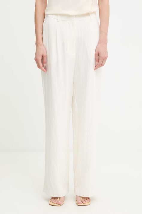 MUNTHE spodnie damskie z wiskozą KOSMILA beżowe high waist 261146226186