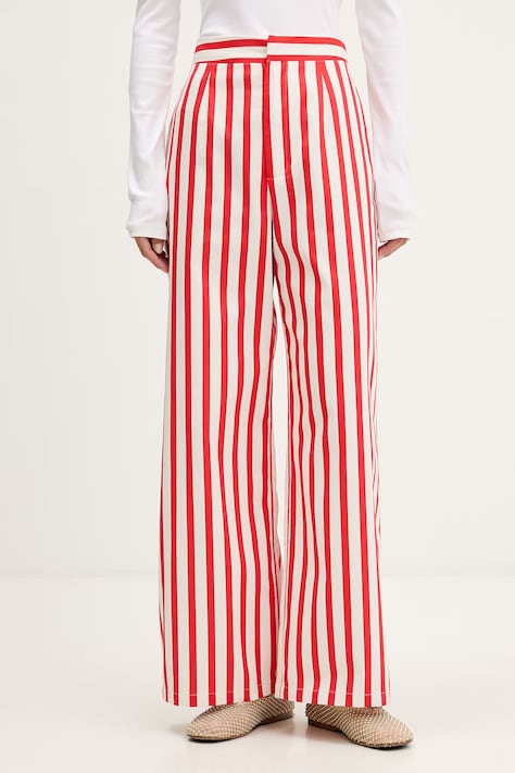 Never Fully Dressed spodnie damskie bawełniane czerwone high waist NFDTR609