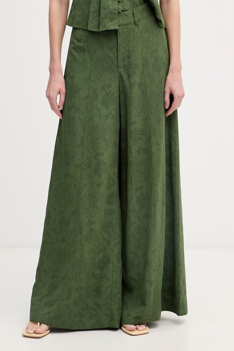 Hoss Intropia spodnie damskie z lyocellem zielone high waist 6543053