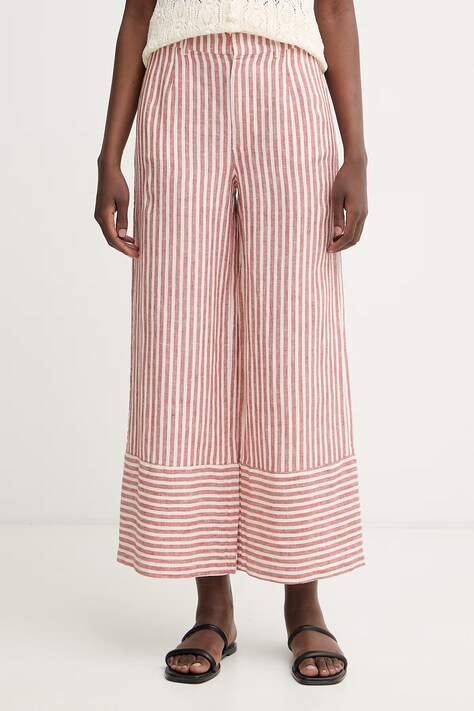 Pedro del Hierro pantaloni pentru femei din in roșii high waist 7603698