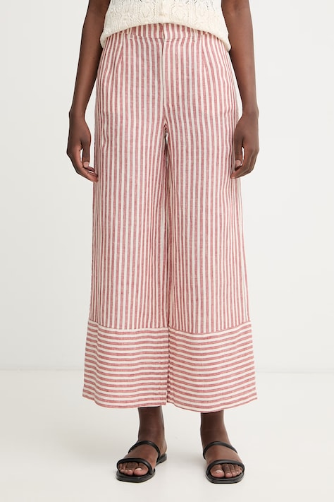 Pedro del Hierro pantaloni pentru femei din in roșii high waist 7603698