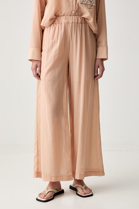 ViCOLO spodnie palazzo damskie bawełniane pomarańczowe high waist TAB2438
