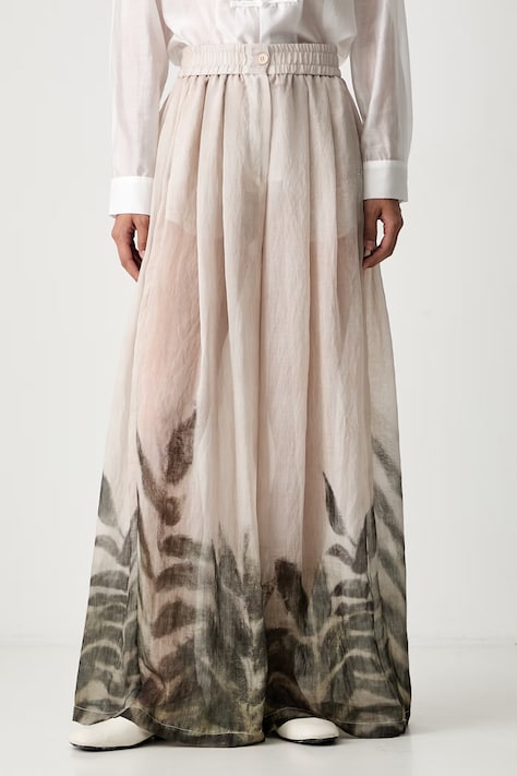 ViCOLO spodnie palazzo damskie z lyocellem beżowe high waist TAB2079