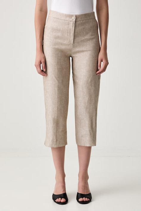 ViCOLO spodnie capri damskie lniane beżowe high waist TAB1998