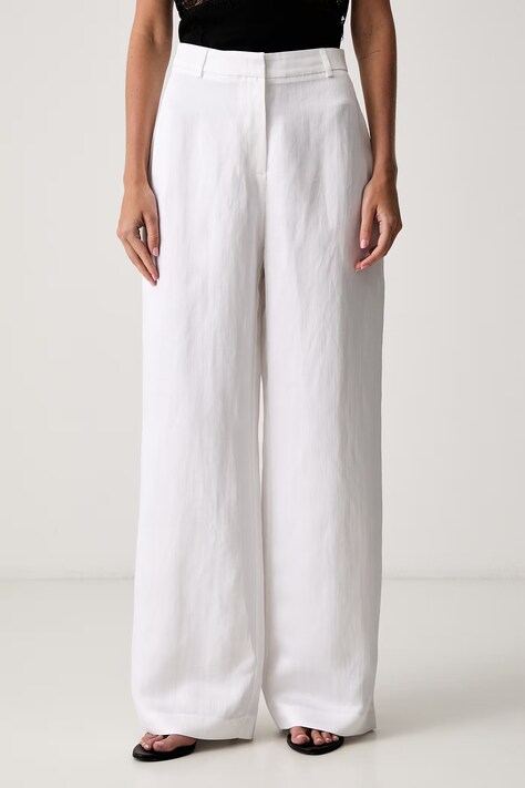 Le Privé spodnie regular damskie z lnem FRANCOISE TROUSERS BLANC białe high waist LP00754