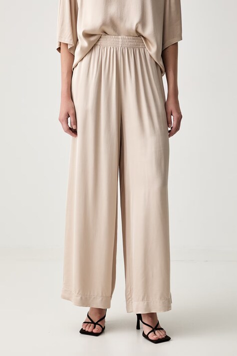 ViCOLO spodnie palazzo damskie z wiskozy beżowe high waist TAB0082