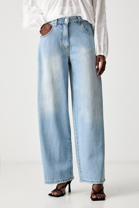 Haveone jeansy relaxed fit damskie niebieskie PLS-Q051