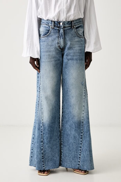 Haveone jeansy flare damskie niebieskie PLS-Q298