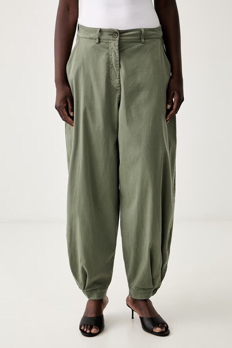 Haveone spodnie damskie z lyocellem zielone high waist PMA-Q302