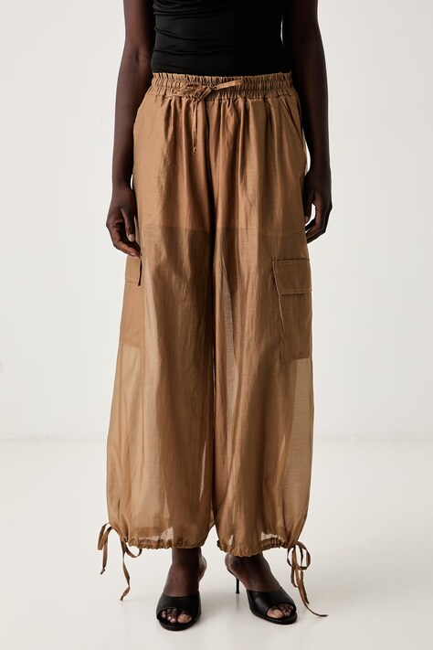 Haveone damskie z lyocellem brązowe high waist PVE-Q376