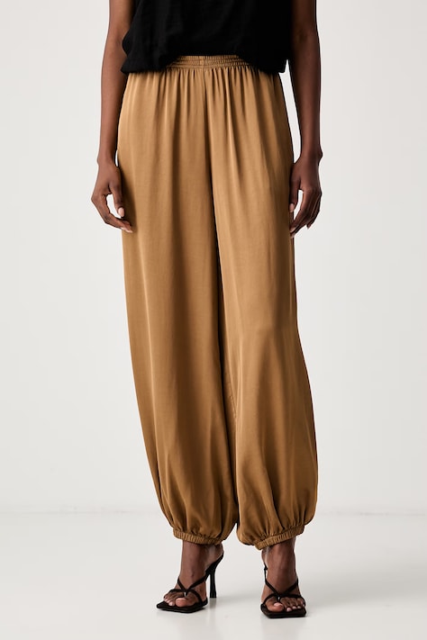 Haveone spodnie damskie z wiskozy brązowe high waist PWG-R033