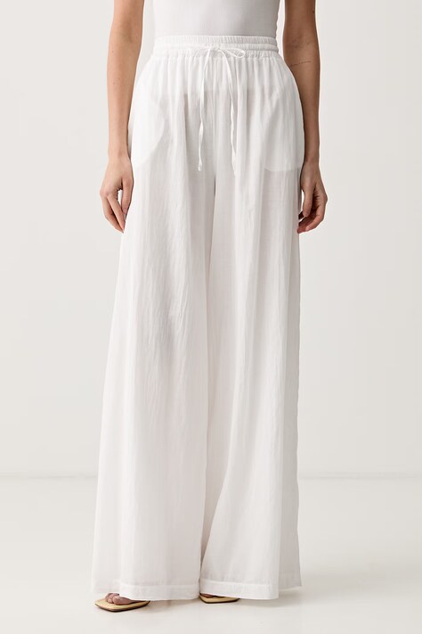 ViCOLO spodnie palazzo damskie bawełniane białe high waist TAB0700