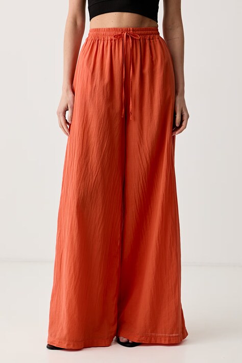 ViCOLO spodnie palazzo damskie bawełniane pomarańczowe high waist TAB0700